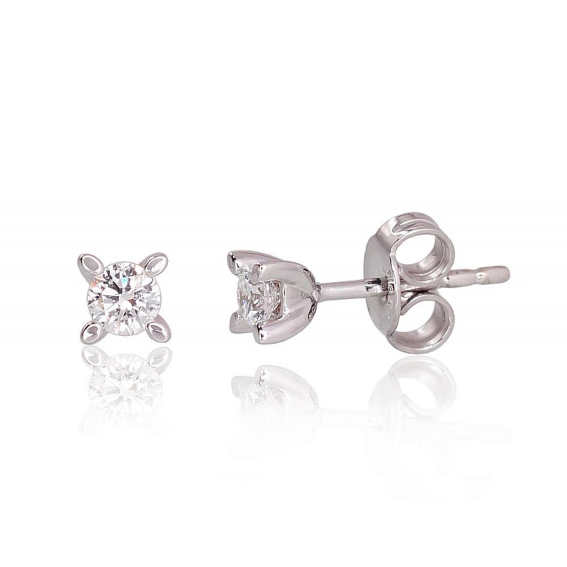 Gold classic studs earrings 1200343(Au-W)_DI, White Gold 585°, Diamonds