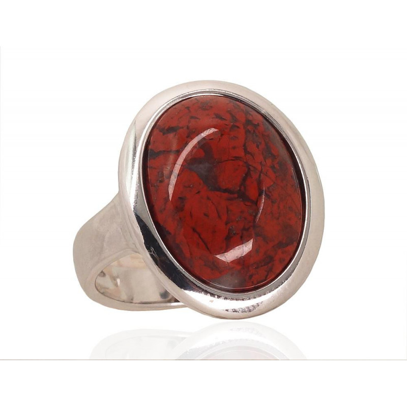 Silver ring 2101728(PRh-Gr)_JA-BR, Silver 925°, Rhodium (Plating), Jasper