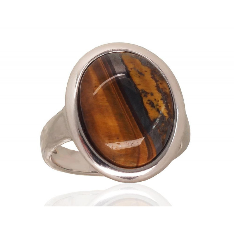 Silver ring 2101728(PRh-Gr)_TE, Silver 925°, Rhodium (Plating), Tiger eye