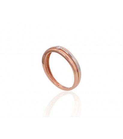 Gold ring 1100875(Au-R+PRh-W)_CZ, Red Gold 585°, Rhodium (Plating) , Zirkons