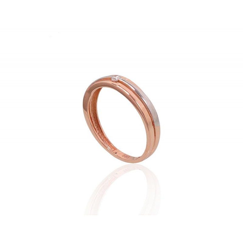 Gold ring 1100875(Au-R+PRh-W)_CZ, Red Gold 585°, Rhodium (Plating) , Zirkons