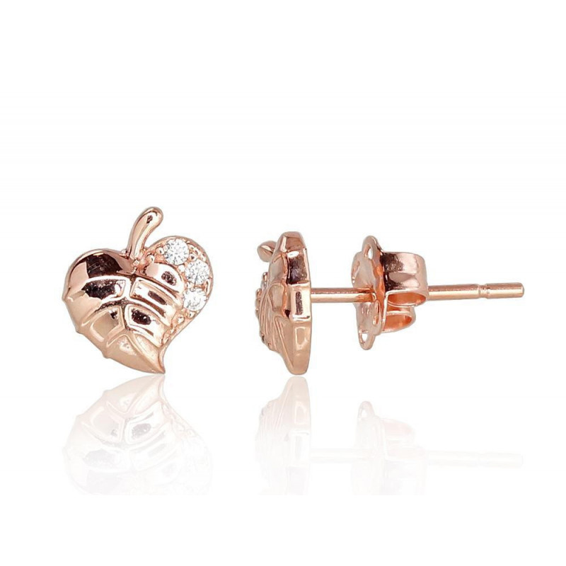 Gold classic studs earrings 1200959(Au-R)_CZ, Red Gold 585°, Zirkons