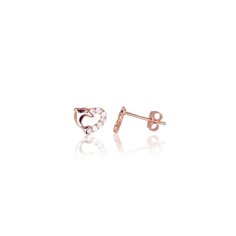 Gold classic studs earrings 1200131(Au-R)_CZ, Red Gold 585°, Zirkons