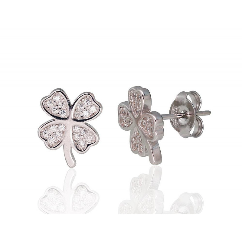 Silver stud earrings 2203675(PRh-Gr)_CZ, Silver 925°, Rhodium (Plating), Zirkons