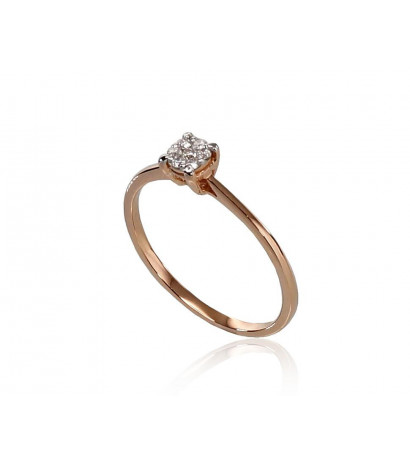 Gold ring 1100288(Au-R+PRh-W)_DI, Red Gold 585°, Rhodium (Plating) , Diamonds