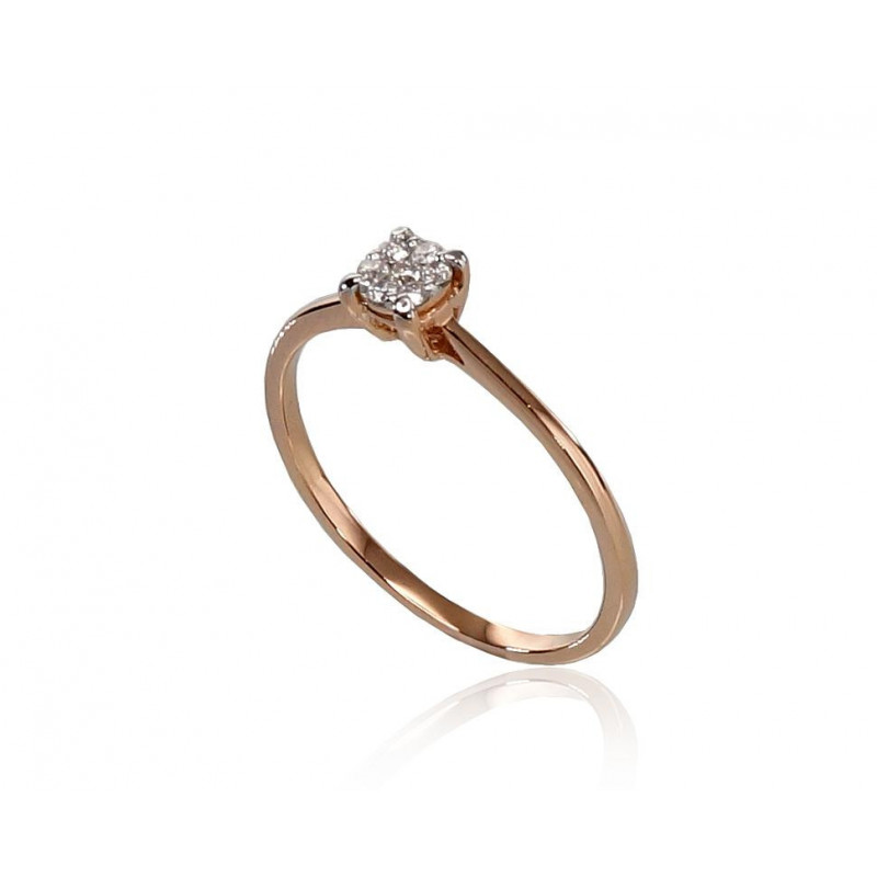 Gold ring 1100288(Au-R+PRh-W)_DI, Red Gold 585°, Rhodium (Plating) , Diamonds