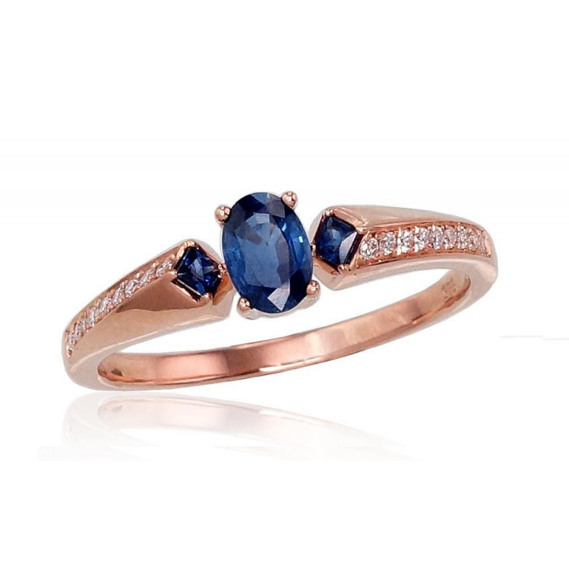 Gold ring 1100423(Au-R)_DI+SA, Red Gold 585°, Diamonds , Sapphire