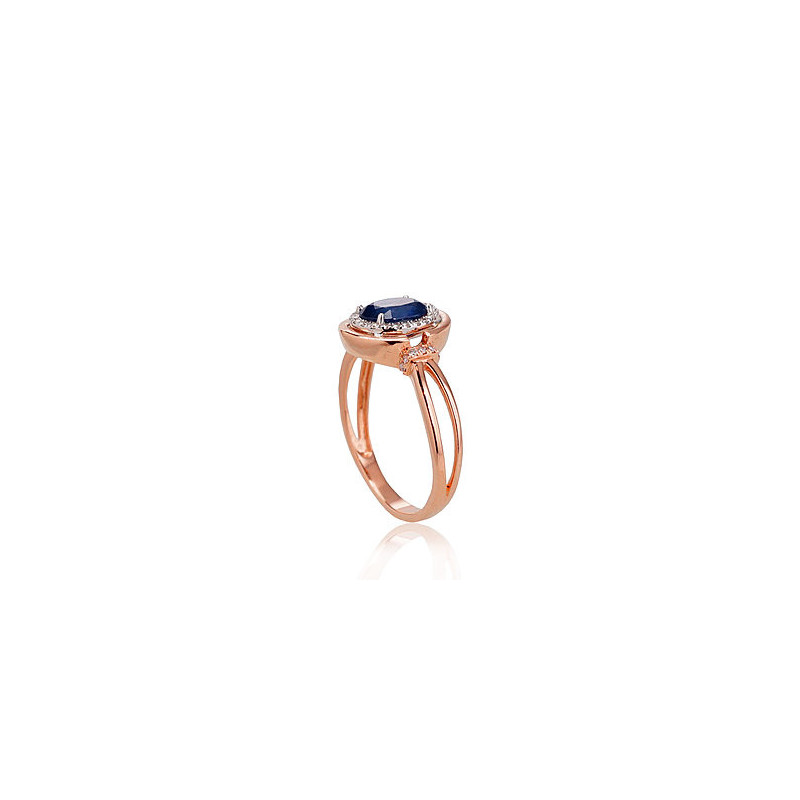 Gold ring 1100525(Au-R+Au-W)_DI+SA, White/Red Gold 585°, Diamonds , Sapphire