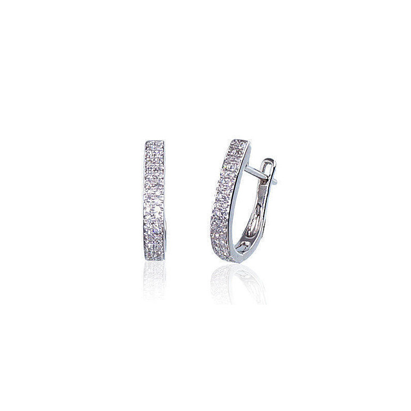 Gold earrings with 'english' lock 1200272(Au-W)_DI, White Gold 585°, Diamonds