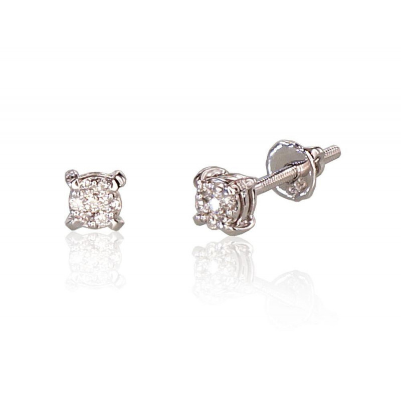 Gold screw studs earrings 1200510(Au-W)_DI, White Gold 585°, Diamonds