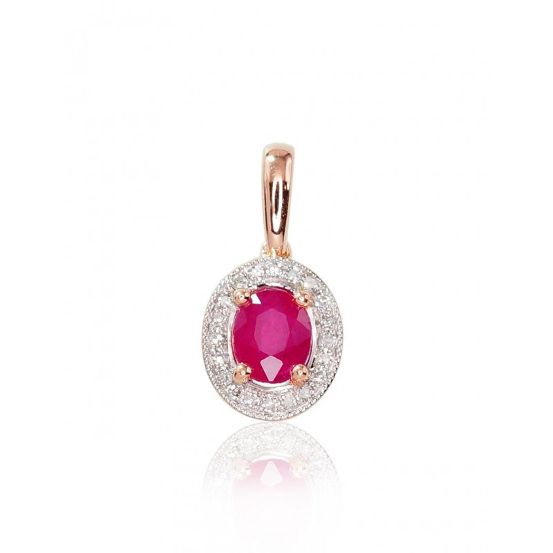 Gold pendant 1300410(Au-R+PRh-W)_DI+RB, Red Gold 585°, Rhodium (Plating) , Diamonds , Ruby