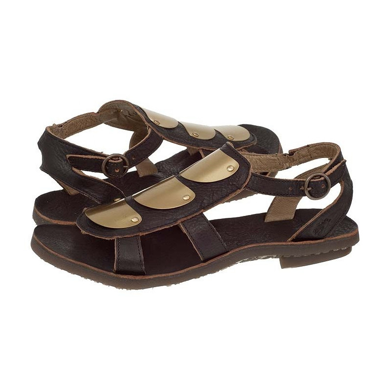 FLY London BLY Black/Gold P143071000 (FL114-a) sandals