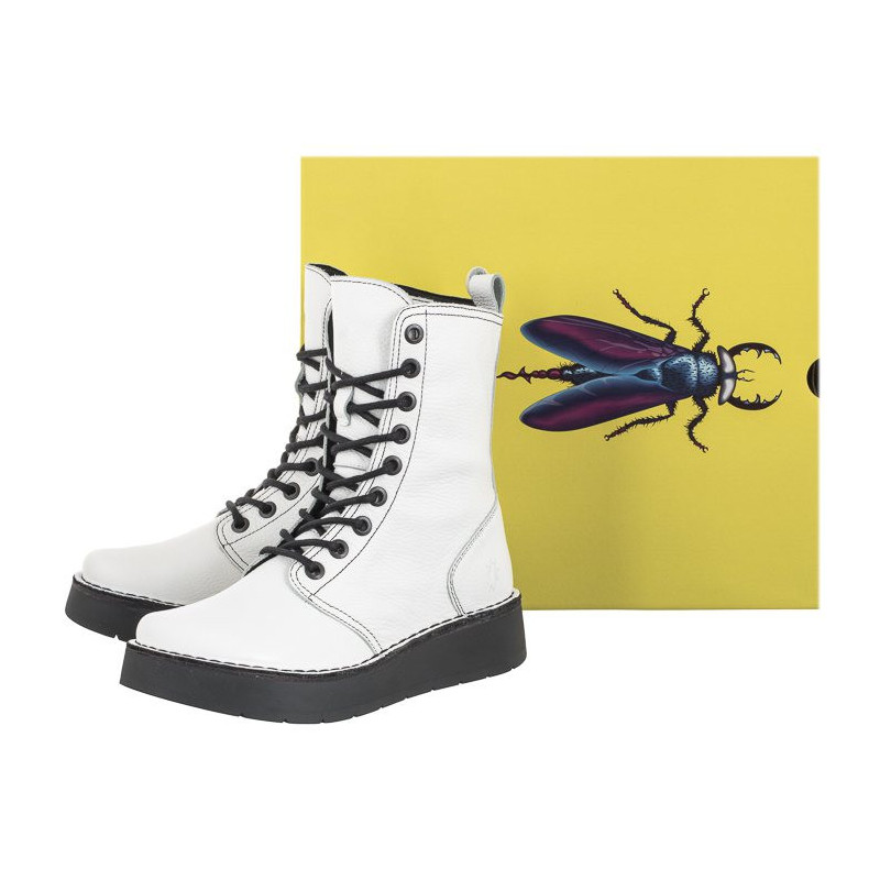 FLY London Rami Rio White (Blk Stch) P211043010 (FL323-b) shoes