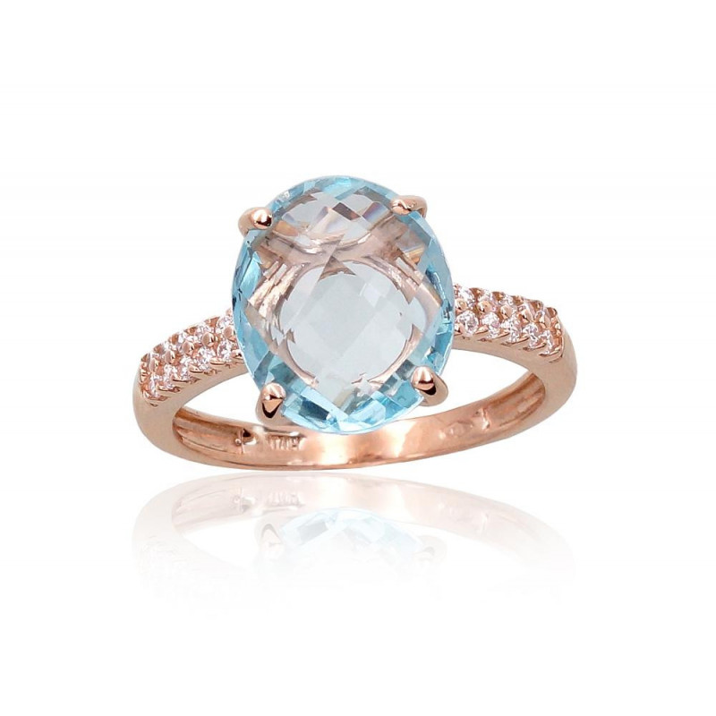 Gold ring 1100957(Au-R)_CZ+TZLB, Red Gold 585°, Zirkons , Sky Blue Topaz