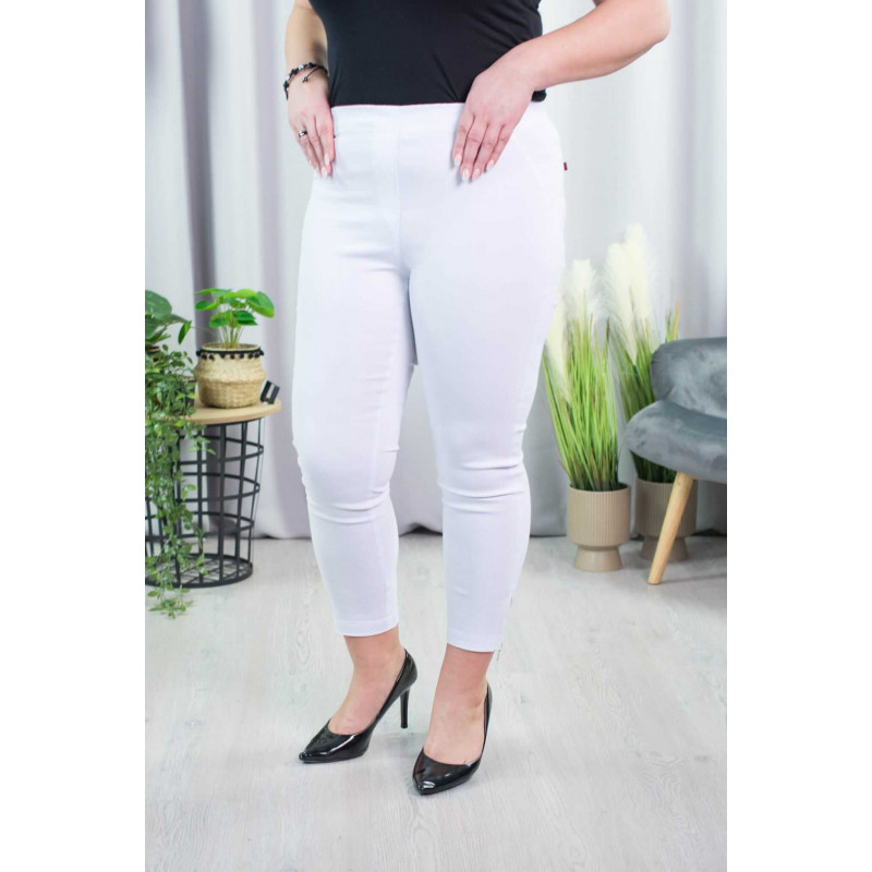 Elastic trousers with raised waist BENGALINY 04 K01 White