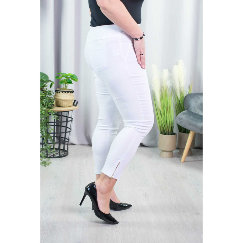 Elastic trousers with raised waist BENGALINY 04 K01 White