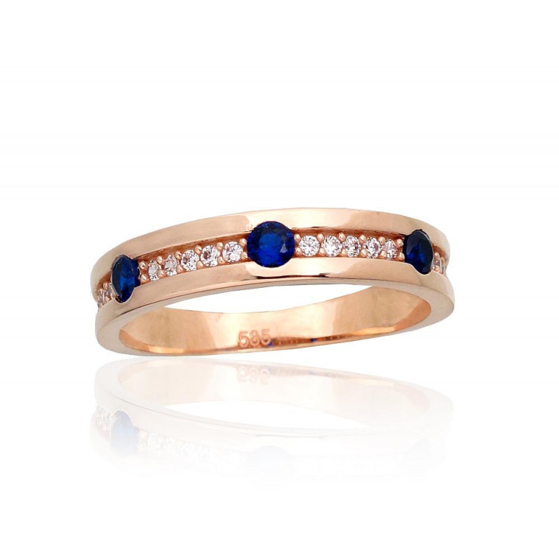 Gold ring 1100969(Au-R)_CZ+CZ-B, Red Gold 585°, Zirkons