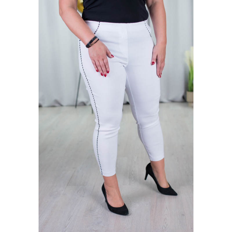 Elastic trousers with raised waist BENGALINY 06 White