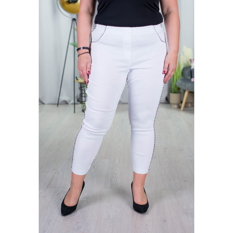 Elastic trousers with raised waist BENGALINY 06 White