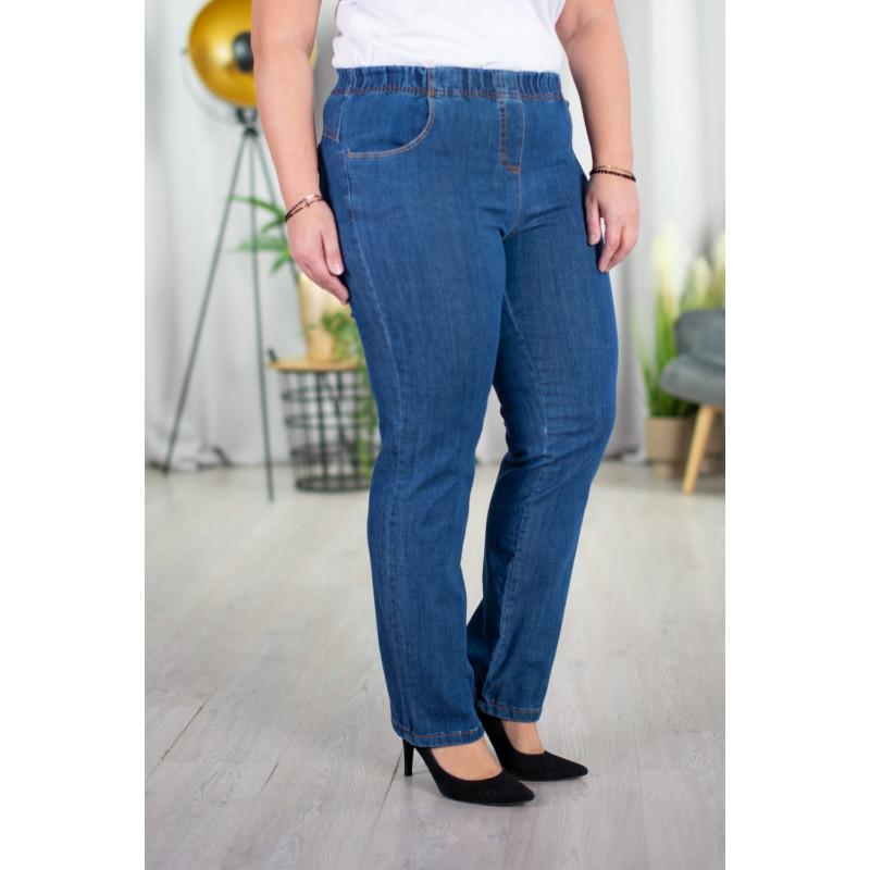 Long stretch jeans with a raised waist JEANGALINY 02 Blue