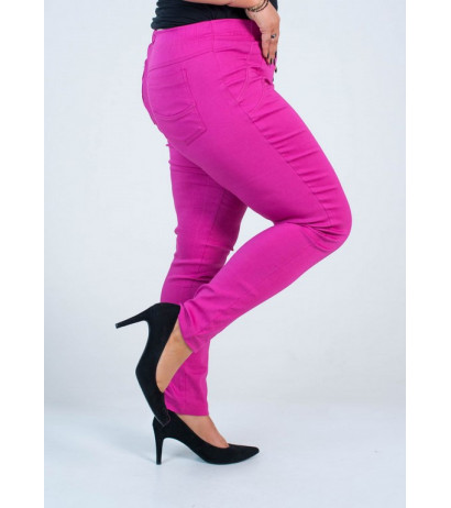 Long stretch pants with a raised waist BENGALINY 07 K21 Fuchsia