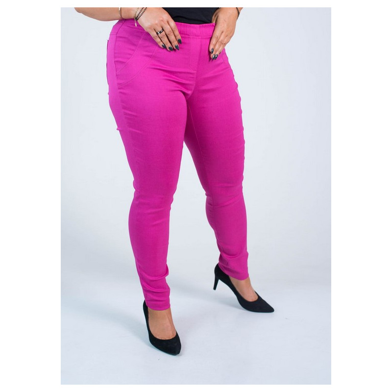 Long stretch pants with a raised waist BENGALINY 07 K21 Fuchsia