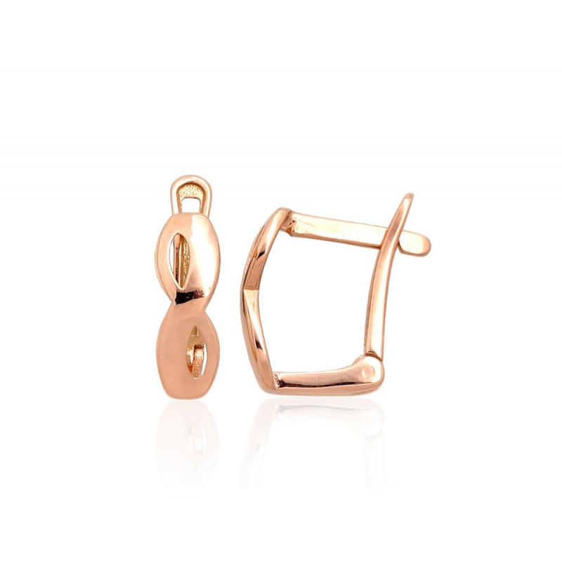 Gold earrings with 'english' lock 1201322(Au-R), Red Gold 585°