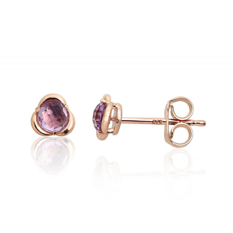 Gold classic studs earrings 1201330(Au-R)_AM, Red Gold 585°, Amethyst