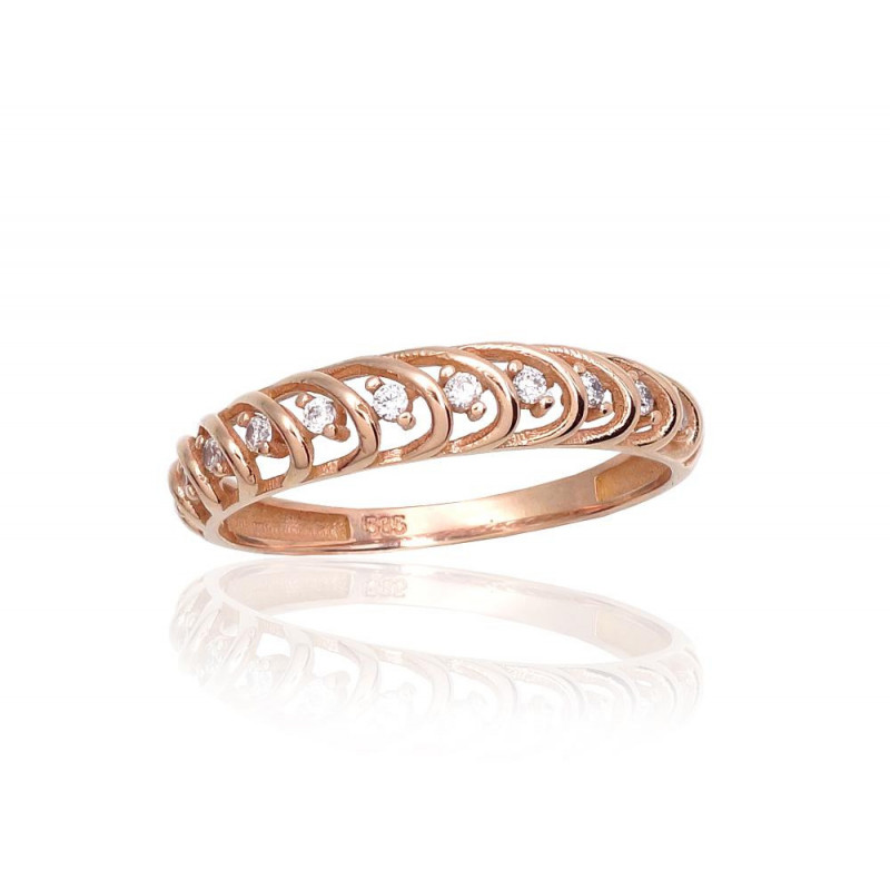 Gold ring 1101002(Au-R)_CZ, Red Gold 585°, Zirkons