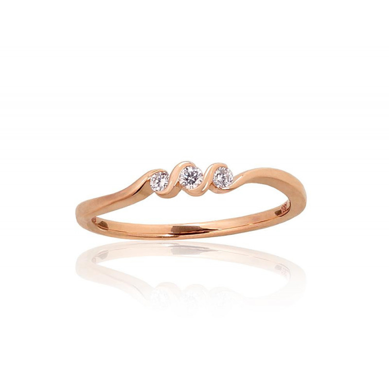 Gold ring 1101015(Au-R)_DI, Red Gold 585°, Diamonds