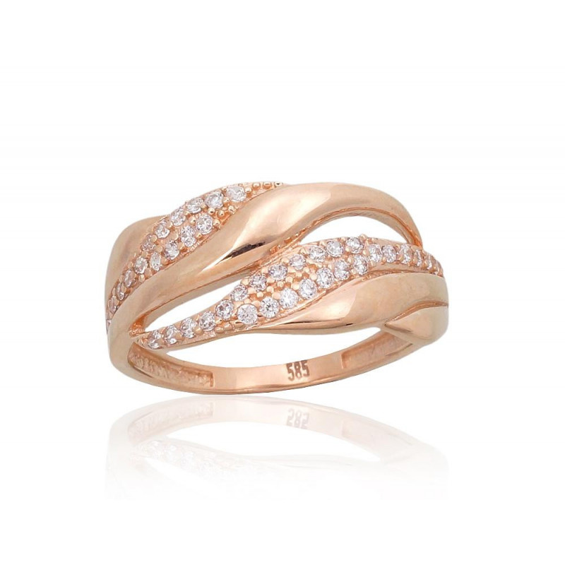 Gold ring 1101010(Au-R)_CZ, Red Gold 585°, Zirkons