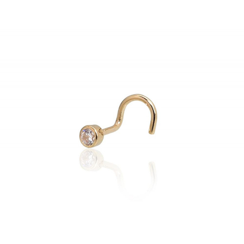 Gold piercing for nose 1930025(Au-Y)_CZ, Yellow Gold 585°, Zirkons