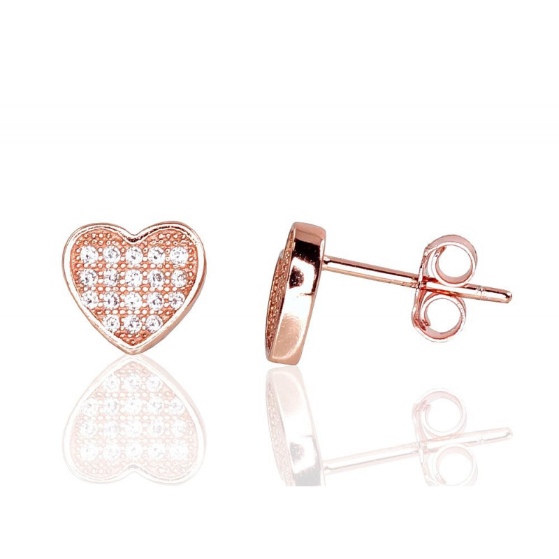 Silver stud earrings 2202965(PAu-R)_CZ, Silver 925°, red gold (Plating), Zirkons