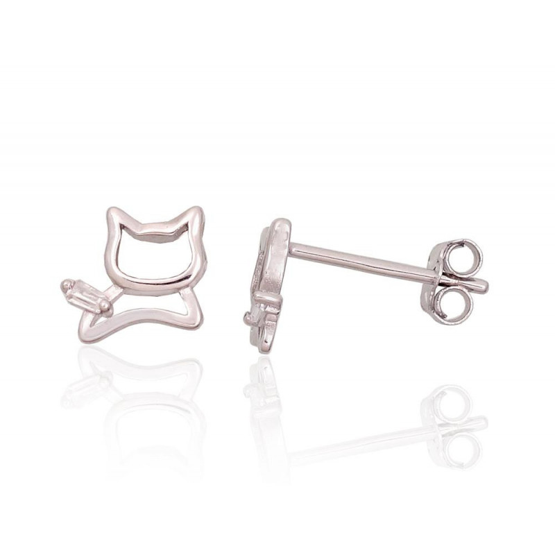 Silver stud earrings 2203683(PRh-Gr)_CZ, Silver 925°, Rhodium (Plating), Zirkons