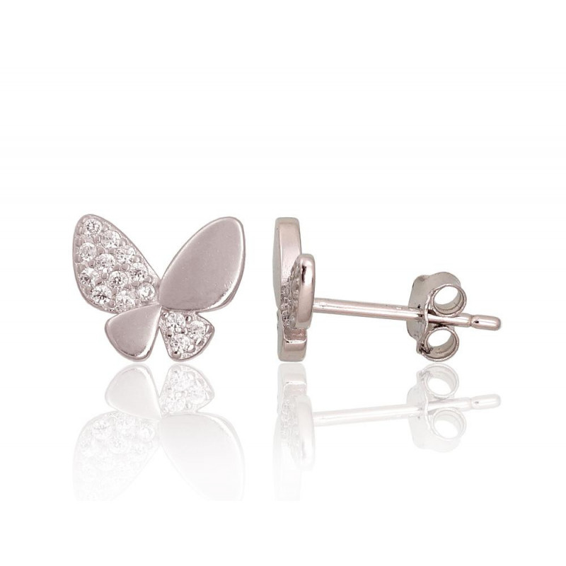 Silver stud earrings 2203684(PRh-Gr)_CZ, Silver 925°, Rhodium (Plating), Zirkons