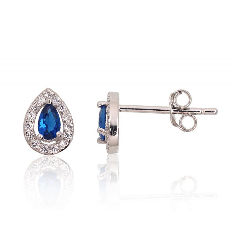 Silver stud earrings 2203688(PRh-Gr)_CZ+CZ-DB, Silver 925°, Rhodium (Plating), Zirkons