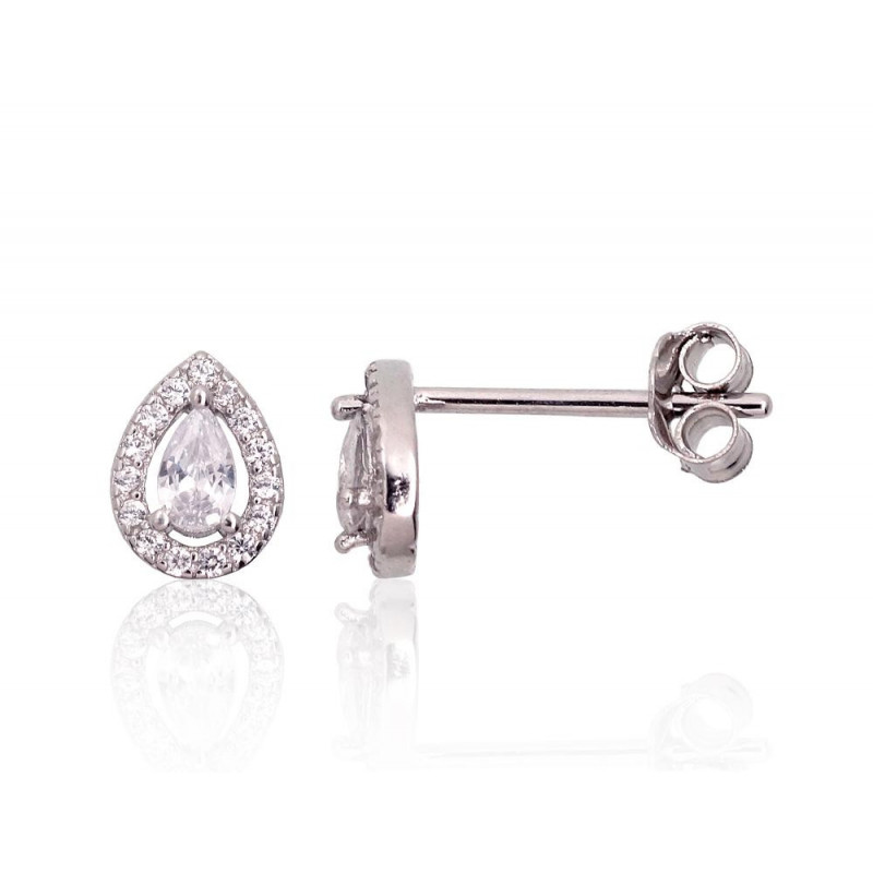 Silver stud earrings 2203688(PRh-Gr)_CZ, Silver 925°, Rhodium (Plating), Zirkons