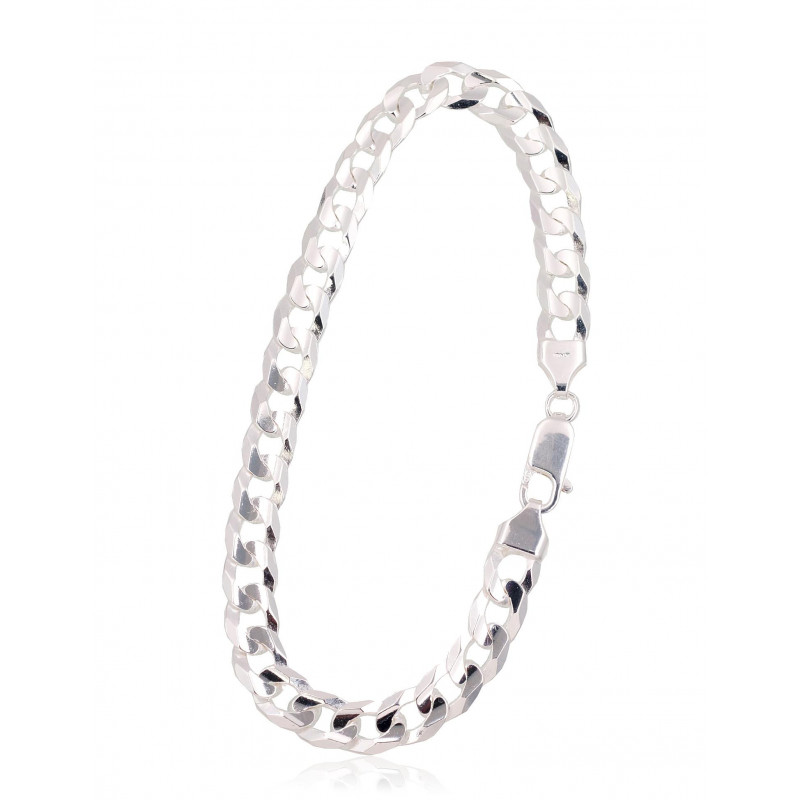 Silver chain Curb 6.9 mm , diamond cut 2400063-bracelet, Silver 925°