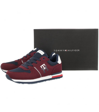 Tommy Hilfiger Low Cut Lace-Up Sneaker Bordeaux/Blue T3B9-32492-1450A240 (TH534-b) sports Shoes