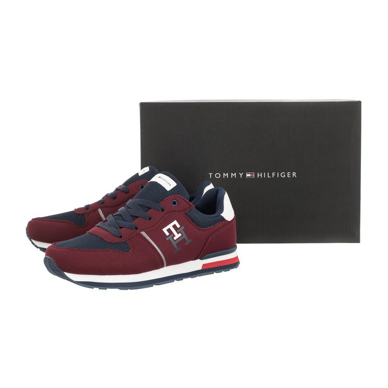 Tommy Hilfiger Low Cut Lace-Up Sneaker Bordeaux/Blue T3B9-32492-1450A240 (TH534-b) sports Shoes