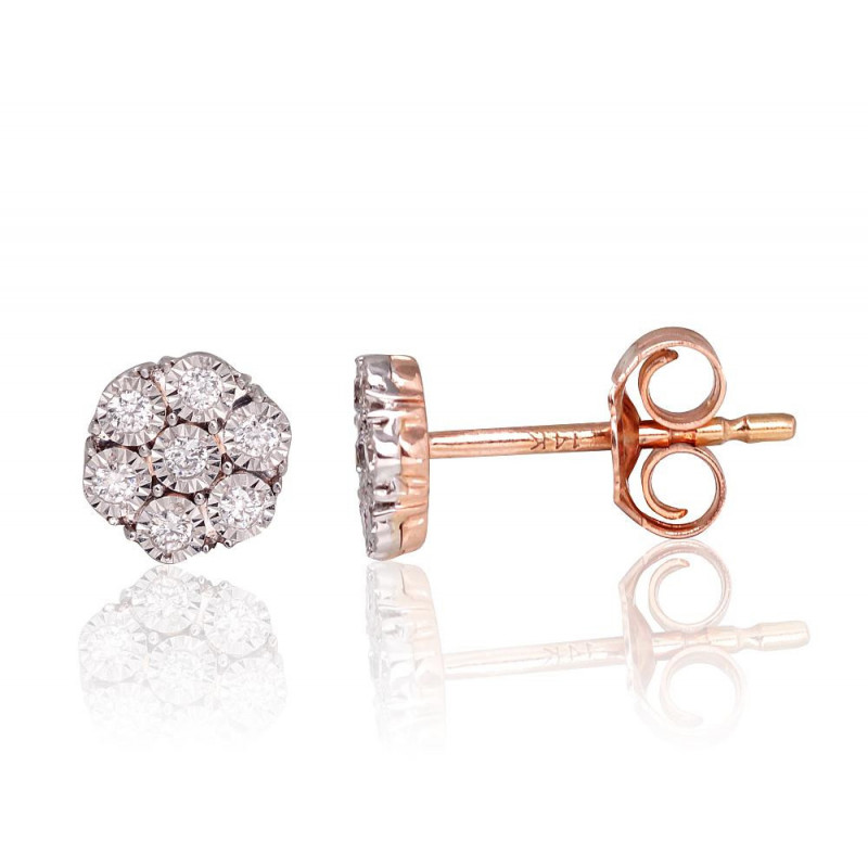 Gold Earrings 1201464(Au-R+Au-W)_DI, White/Red Gold 585°, Diamonds