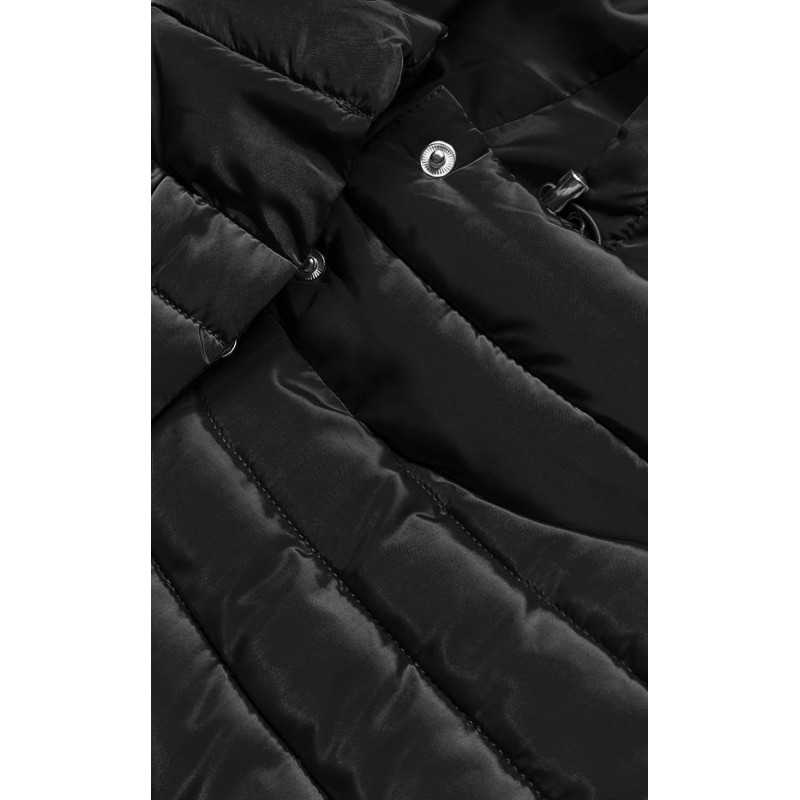 LONG JACKET WITH HOOD BLACK (PM7231) striukė