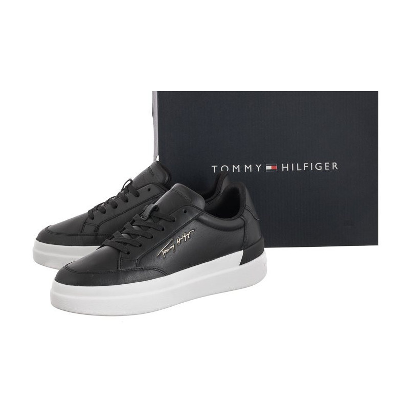 Tommy Hilfiger TH Signature Leather Sneaker FW0FW06665 BDS Black (TH539-a) sports Shoes