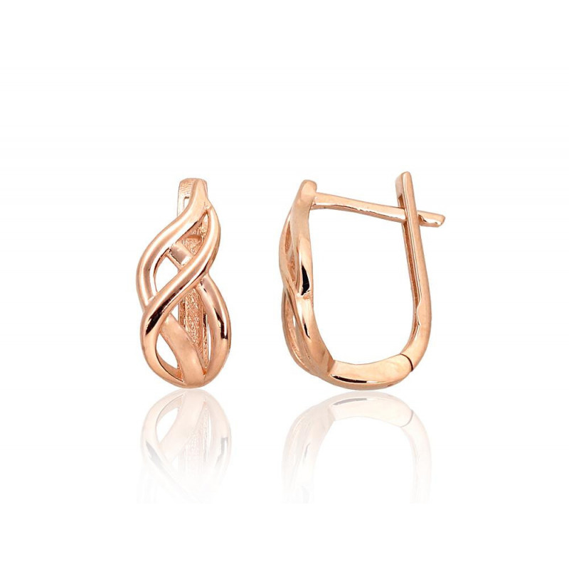 Gold earrings with 'english' lock 1201475(Au-R), Red Gold 585°