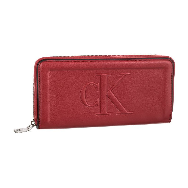 Calvin Klein Sculpted Zip Around Pipping K60K610348 XL6 Dark Candy Apple (CK177-a) handbag