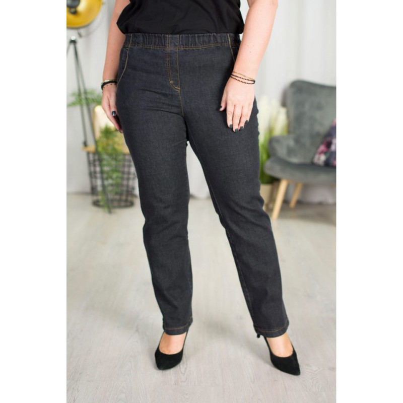 Long stretch jeans with a raised waist 02 CLASSIC Black