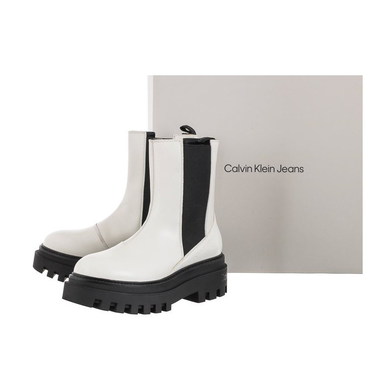 Calvin Klein Flatform Chelsea Boot YW0YW00850 YBR White (CK192-a) shoes