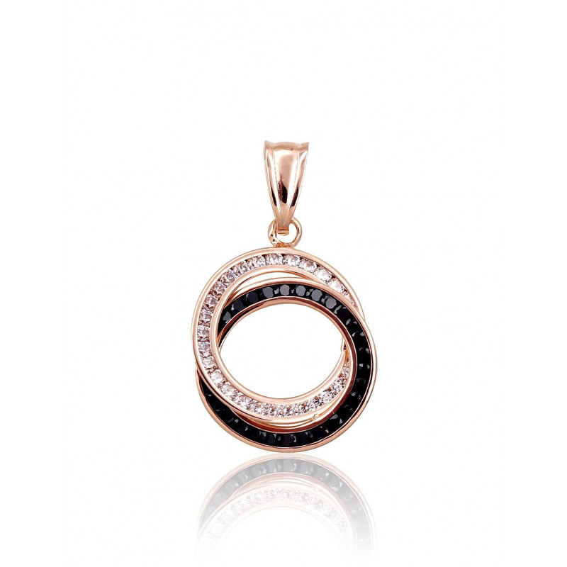 Gold pendant 1300998(Au-R)_CZ+CZ-BK, Red Gold 585°, Zirkons