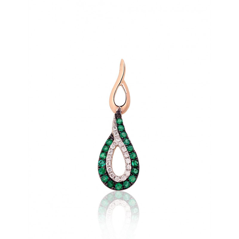 Gold pendant 1301022(Au-R+PRh-W+PRh-Bk)_DI+EM, Red Gold 585°, Rhodium (Plating) , Diamonds , Emerald