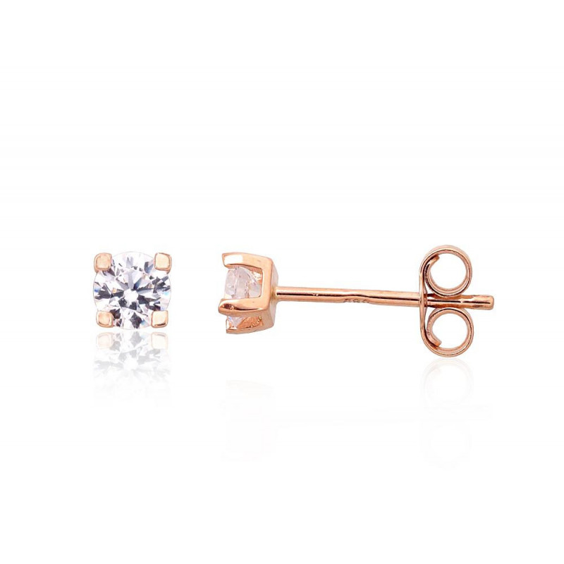 Gold classic studs earrings 1201526(Au-R)_CZ, Red Gold 585°, Zirkons